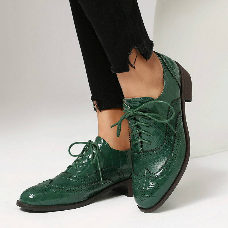 Women Stone Print Brogue Oxfor - огляд і ціна Oxford Lace Up Women